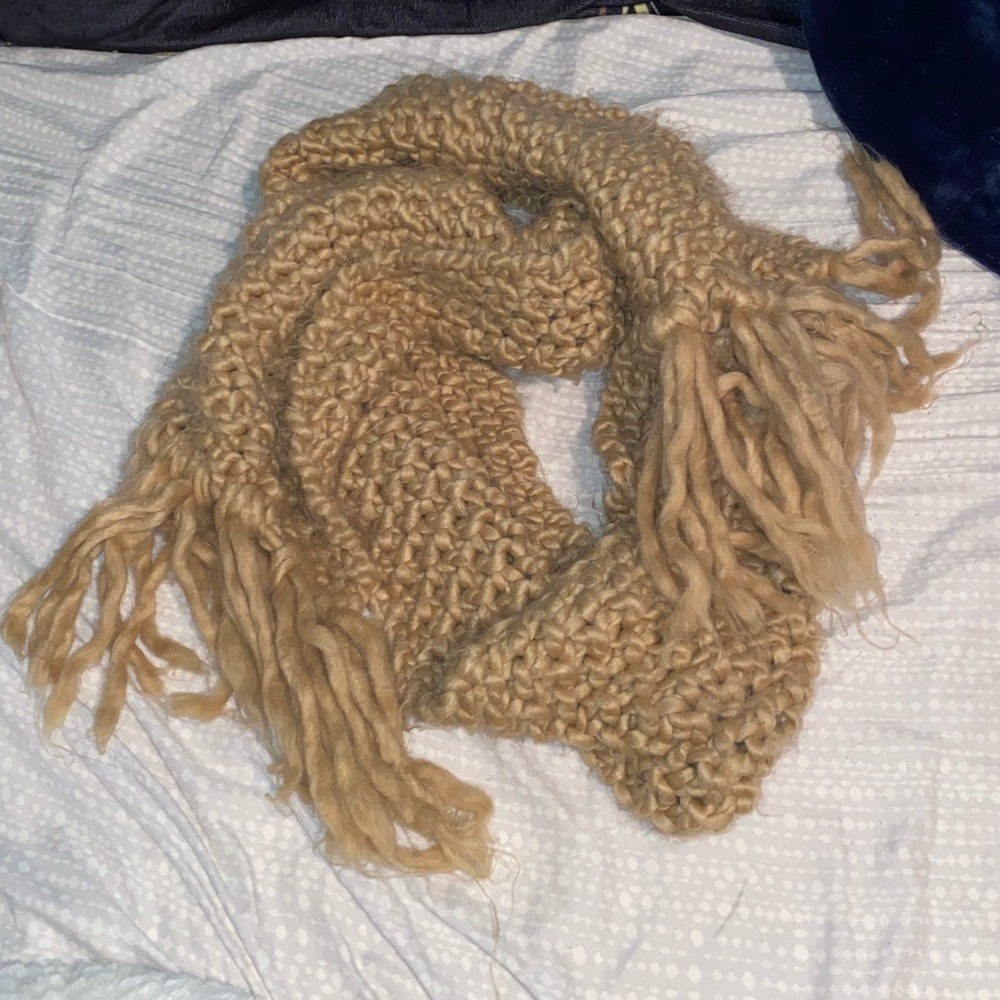 Beige Unisex Knit Scarf